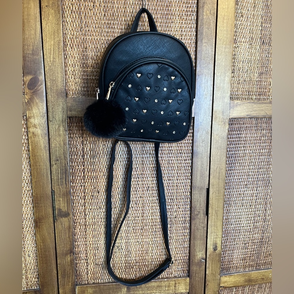 Underonesky Women’s Black Heart Studded Backpack Purse